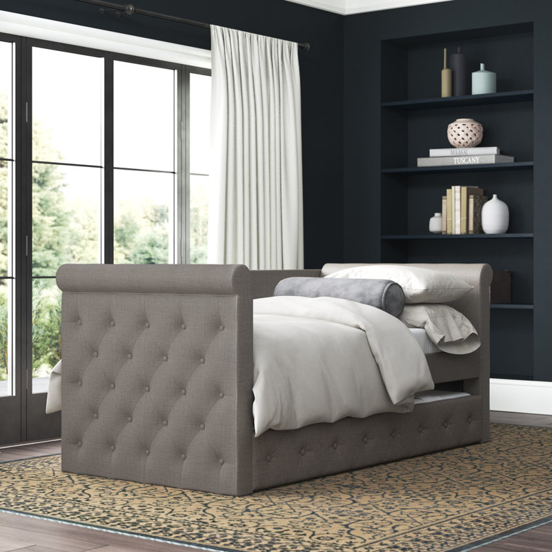 Lit de jour simple avec couchette Billie, Gris clair