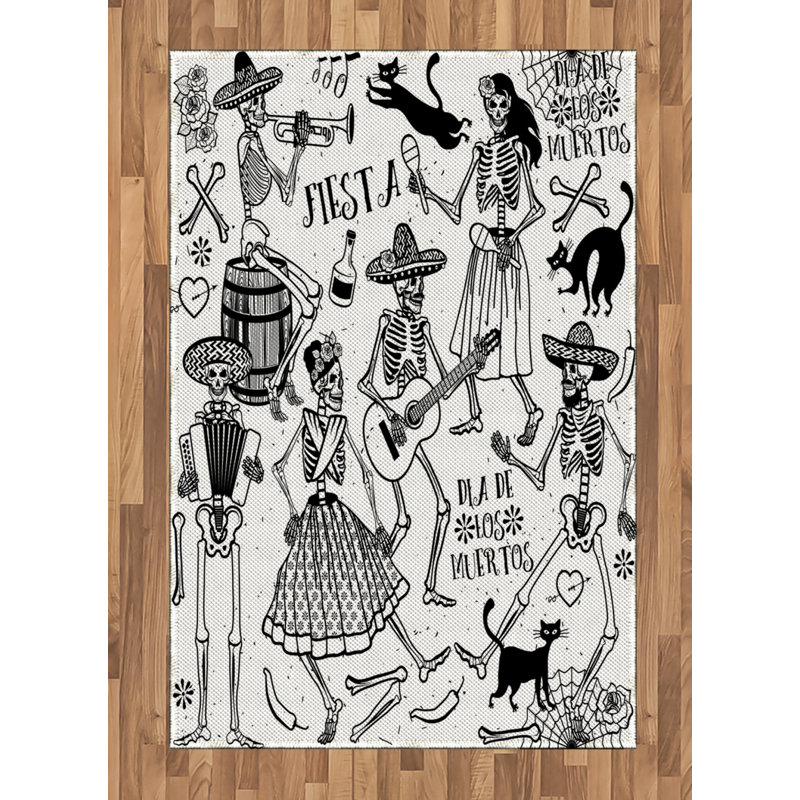 Tapis d'Halloween à haute densité en fibre de polyester à longs fils décoratifs, Rectangle— 4 pi x 5 pi 8 po
