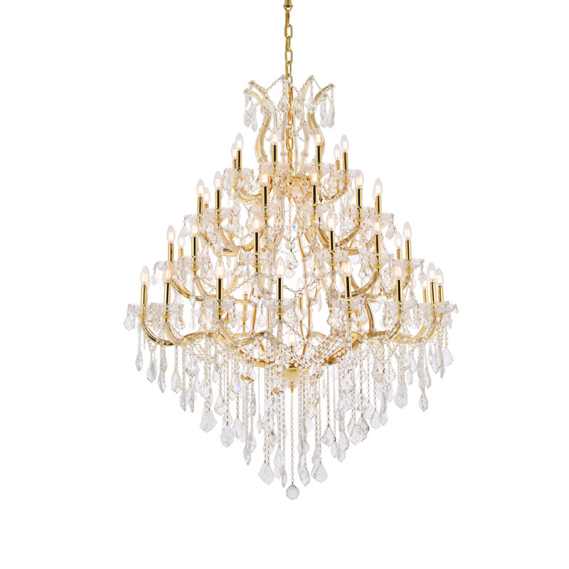 Yarmouth 49 - Light Glass Chandelier, 62" H x 46" W x 46" D, Gold / Crystal (Clear) / Royal Cut