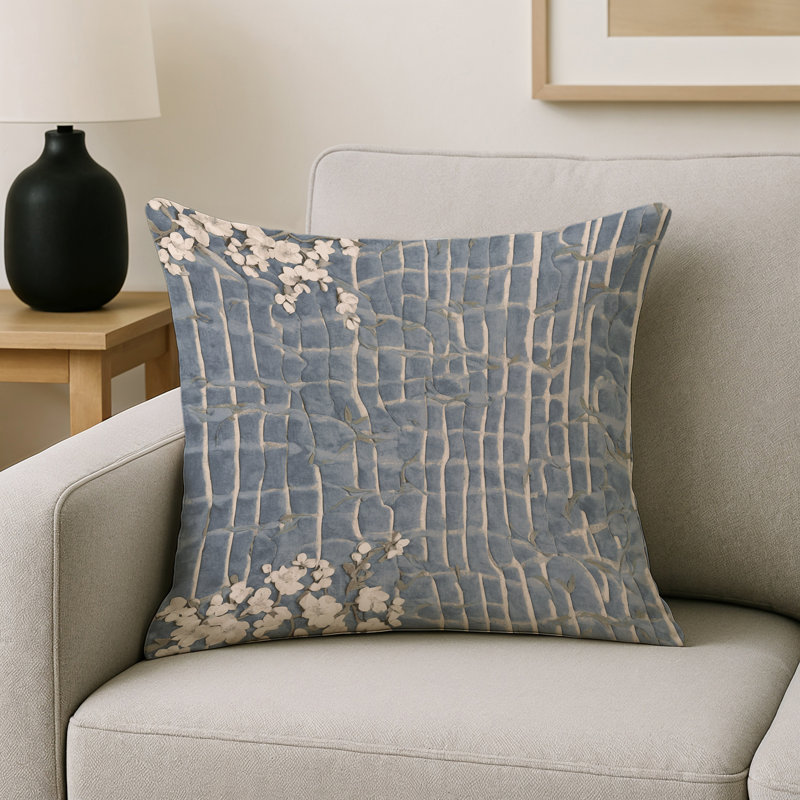Coussin décoratif intérieur / extérieur gris Modern Modern, Gris / beige / brun clair abstrait 11, Carré 16 po