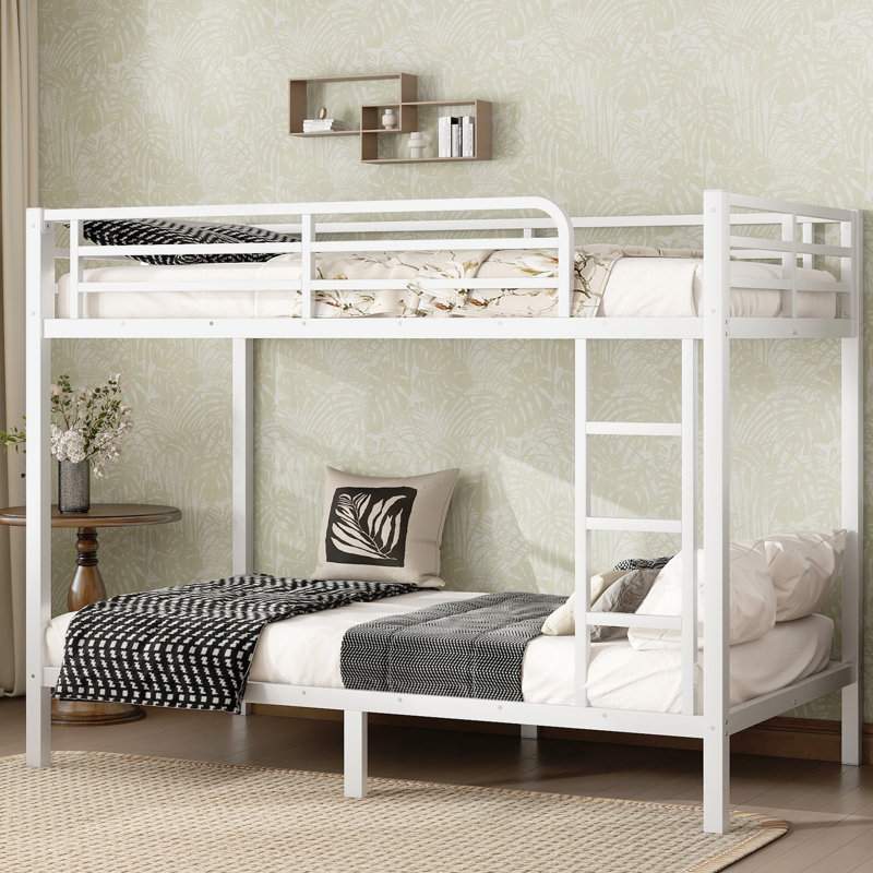 Twin Xl Metal Bunk Bed For Adults - Space, Stable Frame, Noise , With Guardrail And 20 Slats Per Level Construction, Under Storage Utility