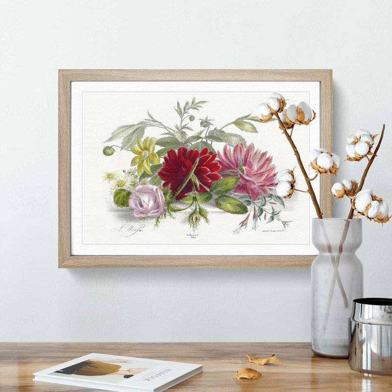 Still Life of Flowers - Picture Frame Art Print, Oak Framed, 48cm H x 65cm W x 2cm D