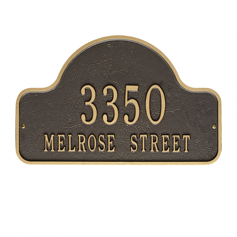 Plaque d'adresse murale à 2 lignes Lexy, Bronze/Doré, Oui
