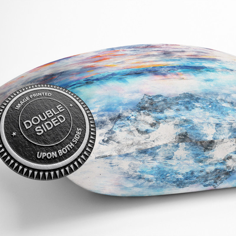 Iceland View Watercolour Cushion with Filling, 55cm H x 55cm W x 20cm D