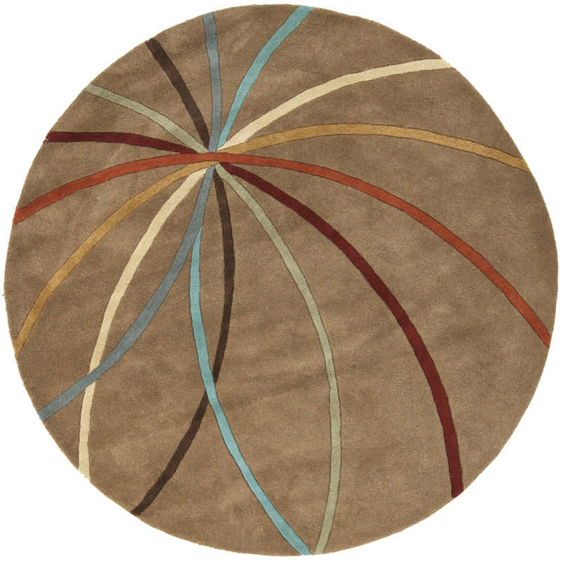 Hand Tufted Wool Abstract Indoor Rug, Round 6'