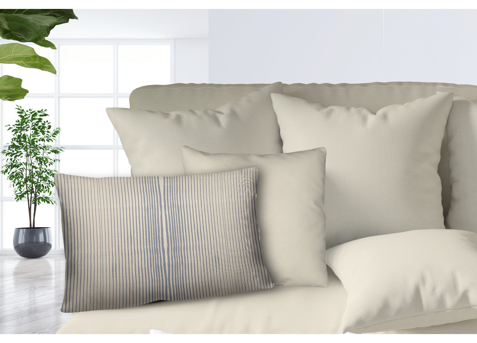 Ash Indoor/Outdoor Lumbar Throw Pillow, Beige
