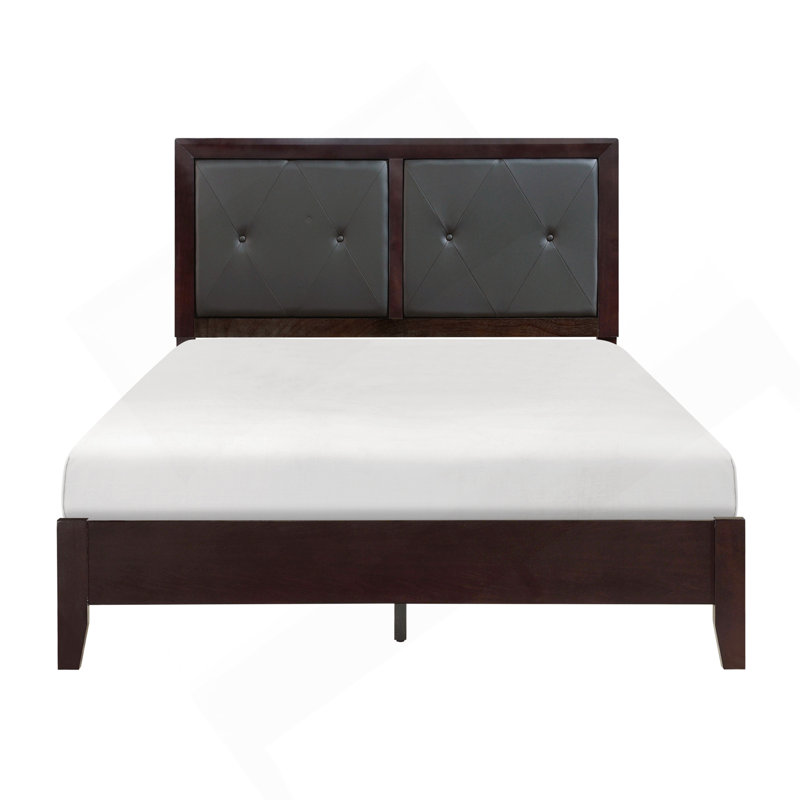 Mobilier de chambre à coucher contemporain avec tête de lit tapissier en similicuir à finition espresso 1pc