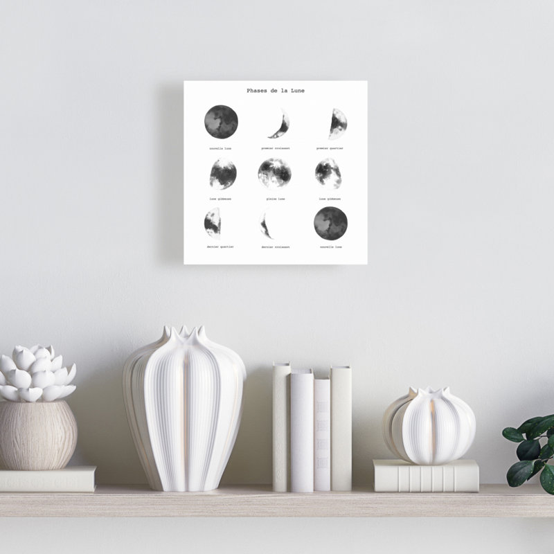 Toile minimaliste avec phases de lune | Terre et galaxie Home Decor