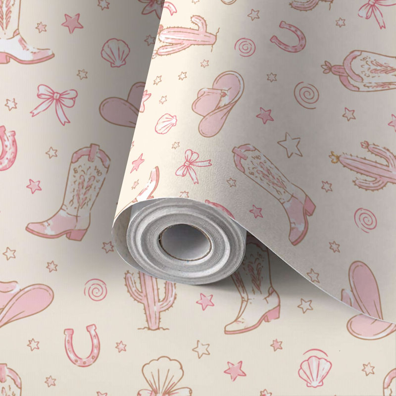 Papier de contact à peler et coller avec papier peint à motif de côtes de cow-boy à motif de plage de plage sans soudure et auto-adhésif 24 po x 118 po