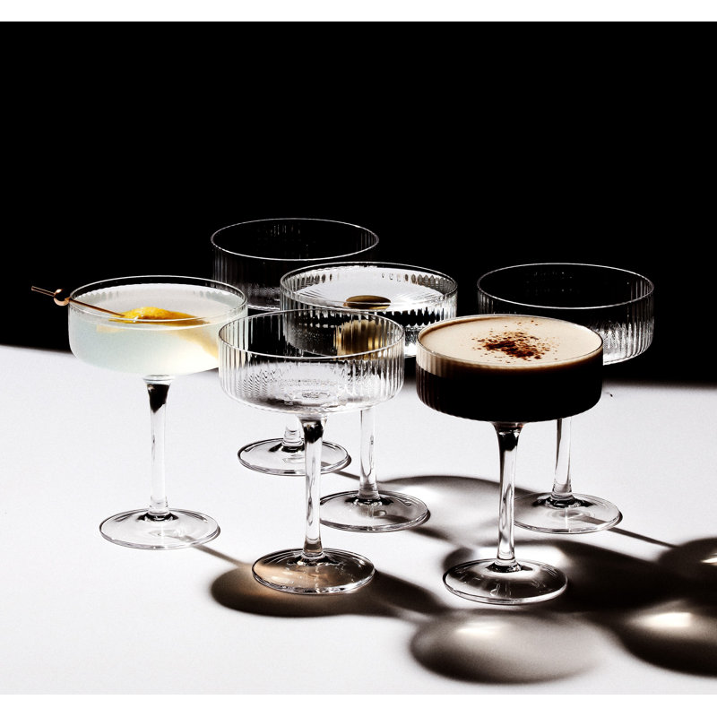 Clear Ribbed Martini Coupe Glass 9.5oz
