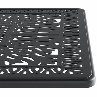 L58.27*W34.65-Inch Cast Aluminum Patio Dining Table With Black Frame And Umbrella Hole