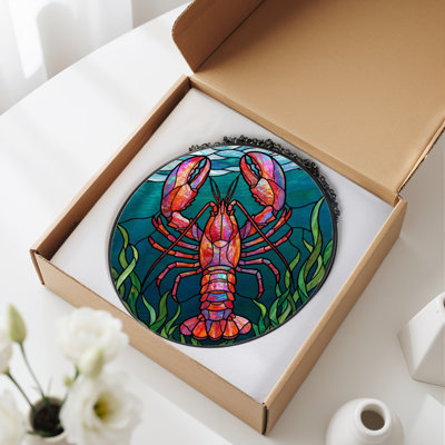 Panneau de vitrail 12 "H Lobster Sea
