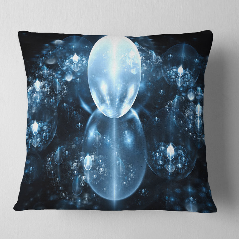 Gouttes d'eau sur miroir - coussin abstrait imprimé, 16 po x 1 po, Coussin décoratif, Bleu