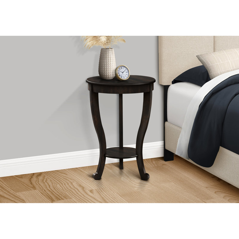 Table d'appoint à 2 niveaux avec placage en noyer foncé, pour une chambre à coucher élégante et un salon brun