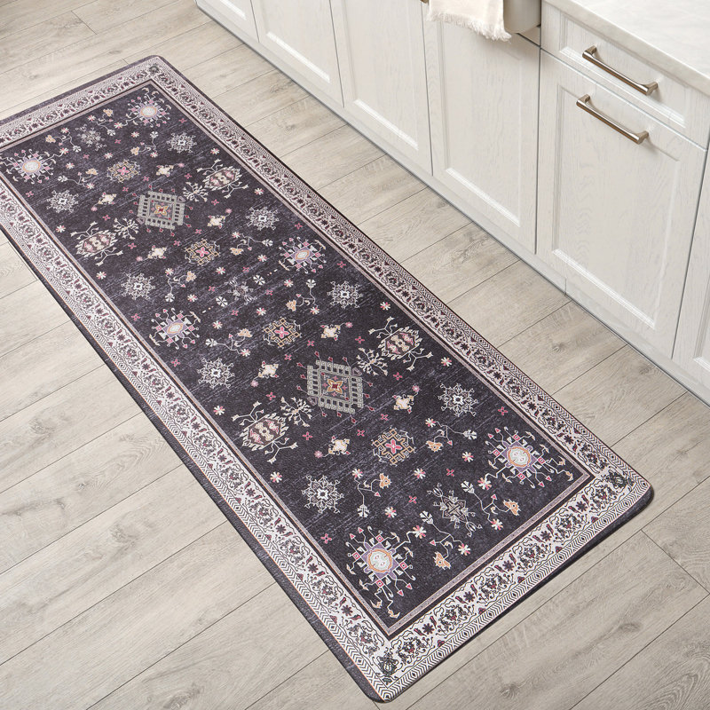 Transitional Bordered Cushioned Anti Fatigue Standing Kitchen Mat, Rectangle 18" W x 47" L