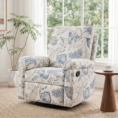 35"W Upholstered Swivel Rocking Recliner chair