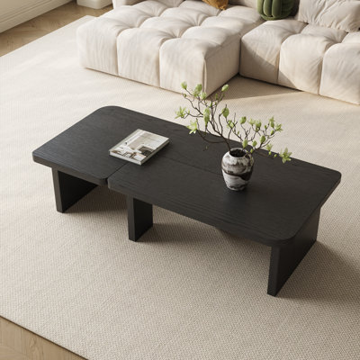 Mid-Century Modern 2-Piece Wood Coffee Table Set With Adjustable Modular Design – Living Room Side Table & Bedside Use