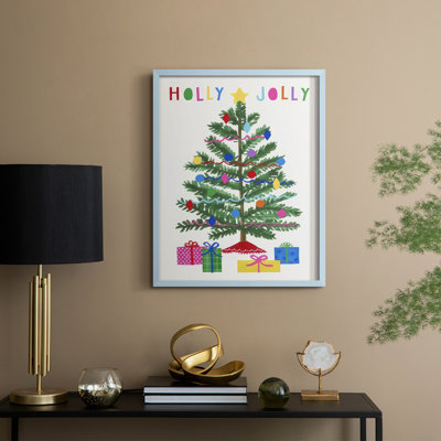 «Colorful Christmas Collection B», reproduction encadrée - bois massif