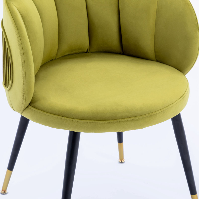 Fauteuil demi-tonneau en velours 22,04 po Taniece, Velours vert olive