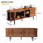 Meuble télé 55 po en noyer avec porte coulissante et compartiments de rangement - console de divertissement pour le salon, la chambre à coucher ou le bureau-405429384
