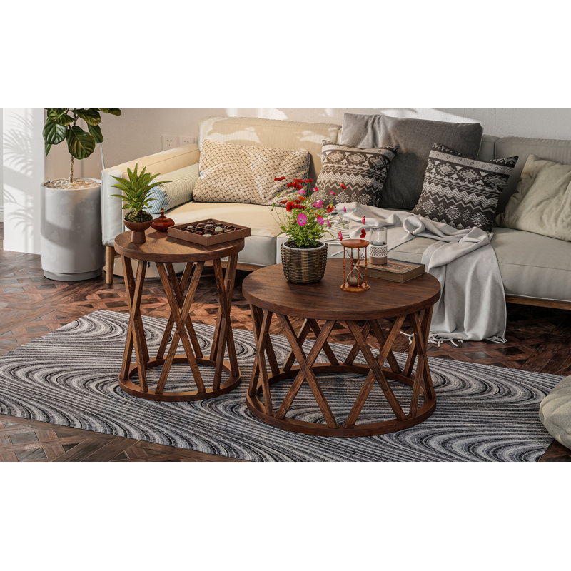 2 Piece Coffee Table Set, Brown