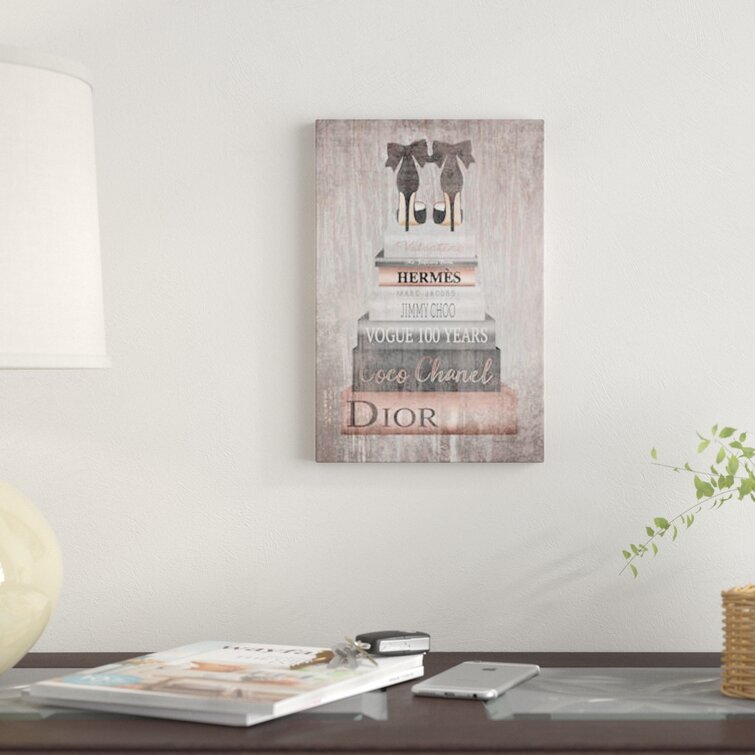 Rose Gold & Black Book Stack With Blac - Canvas Art, Amanda Greenwood