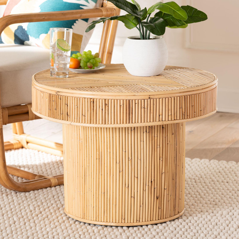 Egisto Modern Bohemian Natural Rattan End Table