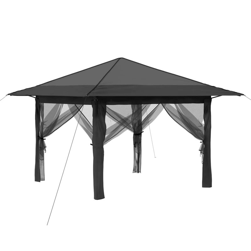 vidaXL Gazebo 210D Oxford with Silver Coating Outdoor Garden Shelter Shade Sun, 2.45m H x 3.3m W x 3.3m D, Anthracite