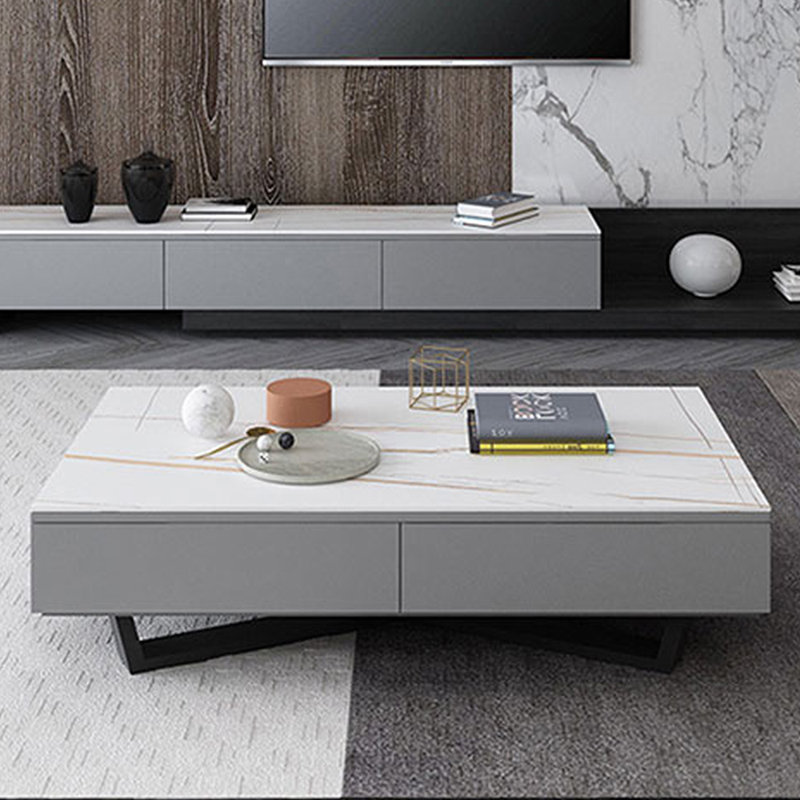 Table à thé Superior Rock, H 15,28 po x L 55,12 po x l 31,5 po, Blanc