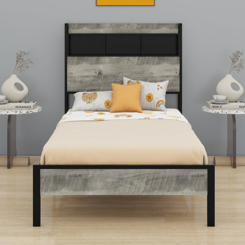 Lit plateforme avec rangement et accessoires, Lit simple