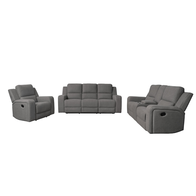Ensemble de salon inclinable 3 pièces Brindy, Charcoal
