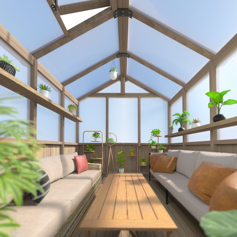 Wooden Polycarbonate Greenhouse, 83.5" H x 74" W x 120" D, Natural Wood