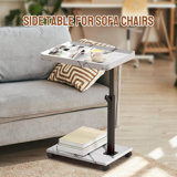 Adjustable C-Shaped Side Table With 360° Swivel And Wheels, Lightweight End Table For Sofa, Bedside, Living Room, And Small Spaces