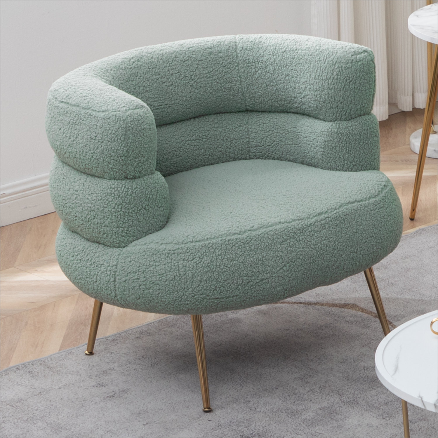 Modern Accent Chair,Upholstered Fabric Chair Living Room Chair with Gold  Metal Legs,Comfy Lounge Chair Single Sofa Armchair,Cute Vanity Chair Club  Chair for Living Room Bedroom Office,Antique Green 