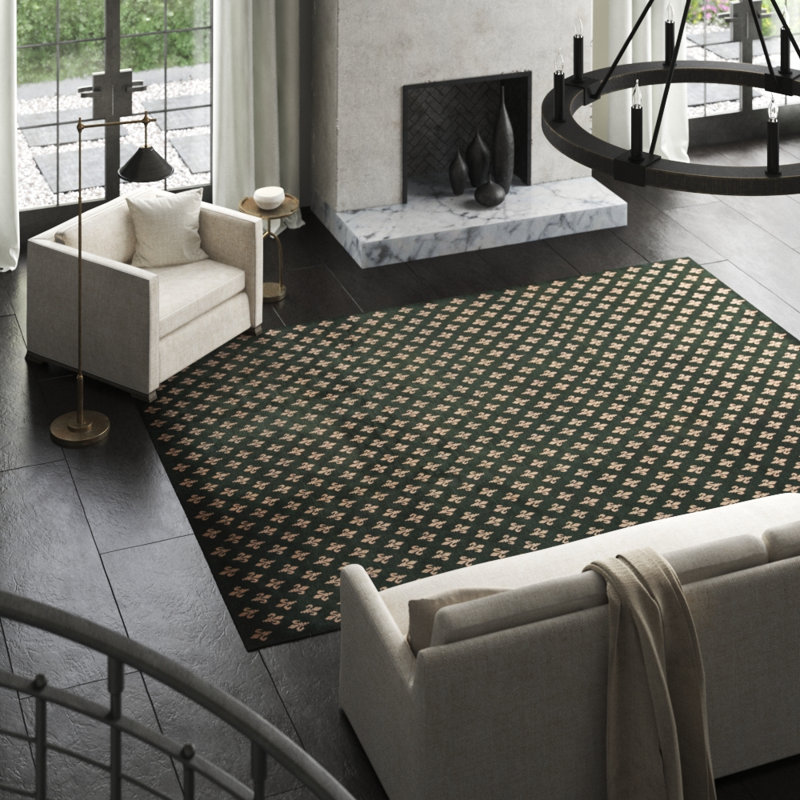 Hand-Knotted High-Quality Green Area Rug
