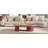Oval Coffee Table with Red Leg Storage and Walnut Top