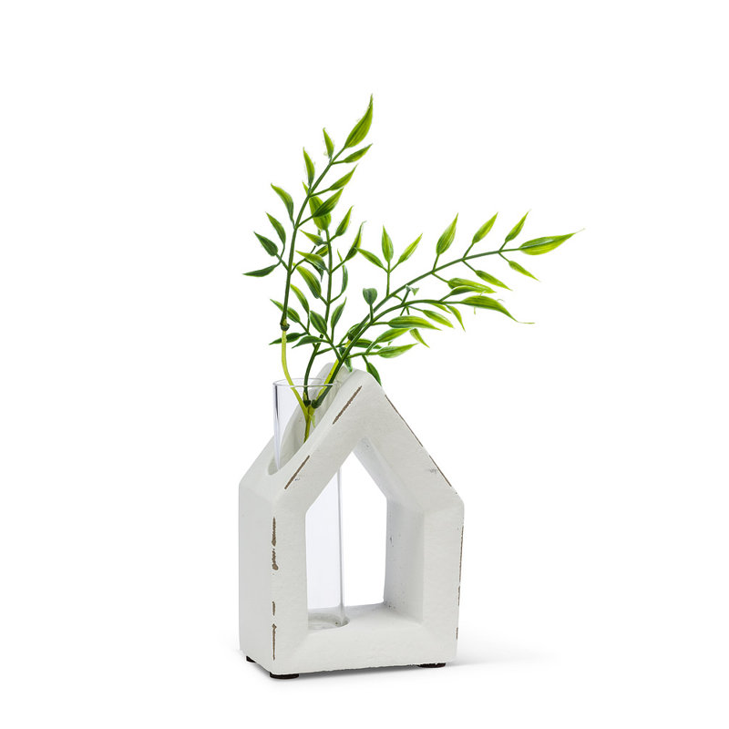 Vase de table en verre blanc / transparent Agatia, H 6 po x l 3,2 po x P 2 po
