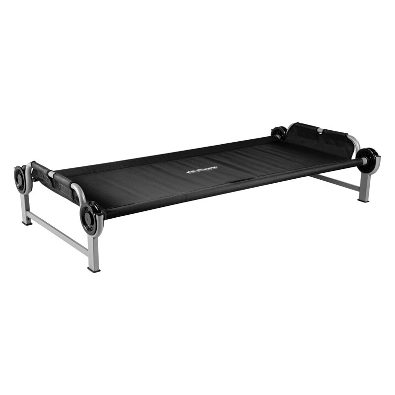 Disc-O-Bed Youth Single Cot Kid-O-Bed, Portable Bunk w/ Travel Carry Bag, Black, Black