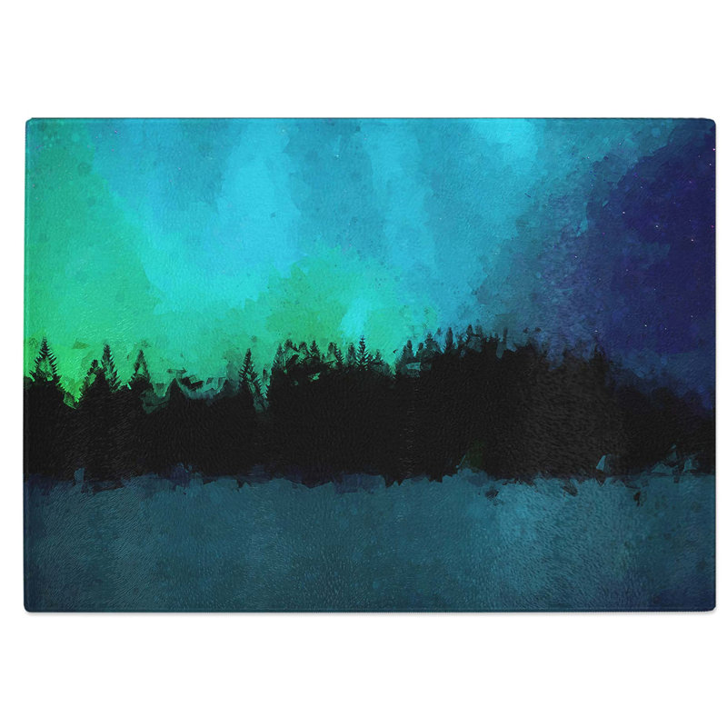 Tempered Glass The Northern Lights in Iceland in Abstract Chopping Board, 28.5 cm W x 20 cm L