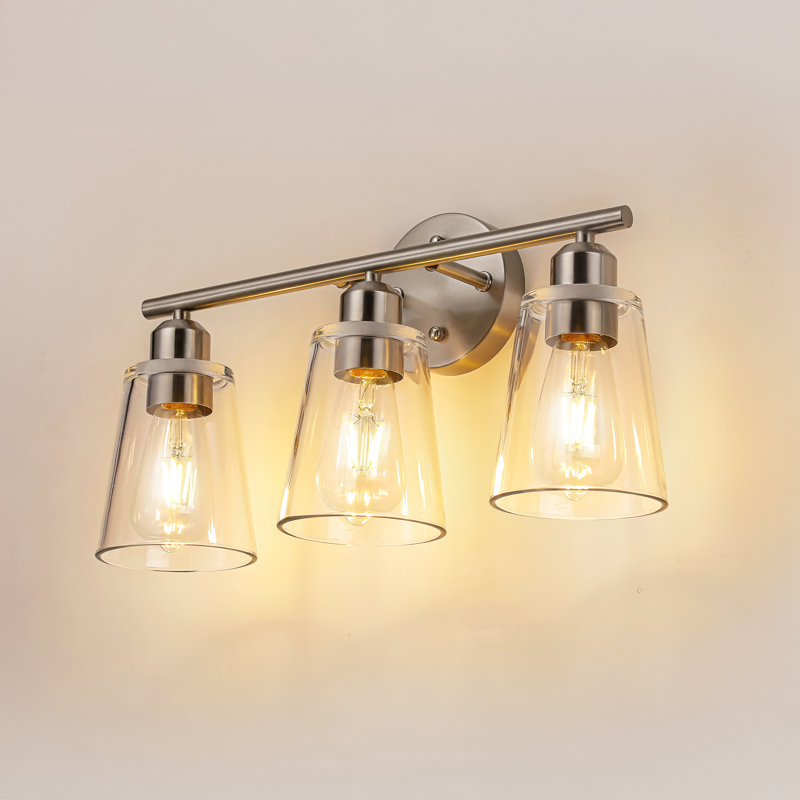 Éclairage pour meuble-lavabo moderne 19 pouces à 3 lumières en nickel sable , Nickel, 3 Lights