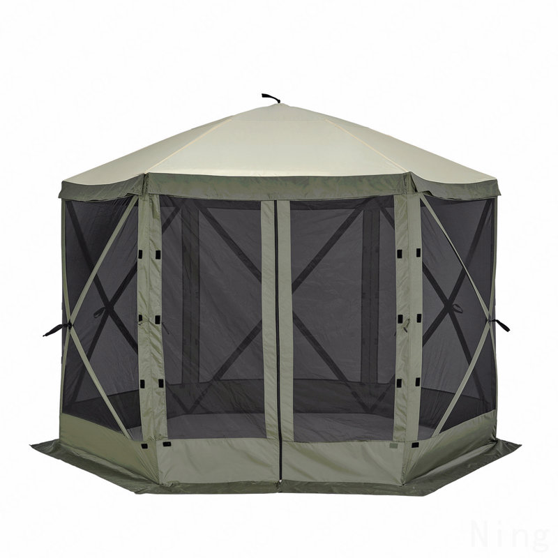 Pavillon de jardin escamotable 10X10FT, moustiquaire pour l'extérieur avec fenêtres en filet