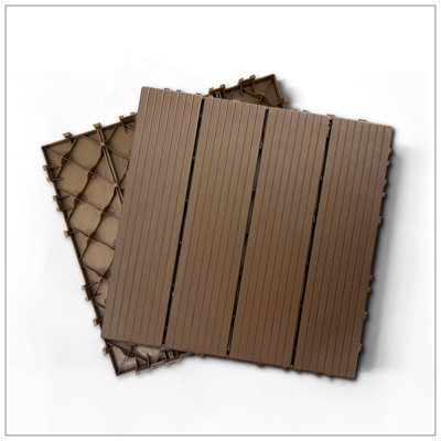 Plastic Composite Deck Tiles Set Of 35, Weather-Resistant, Easy To Install, Ideal For Indoor And Outdoor Spaces, 12X12/