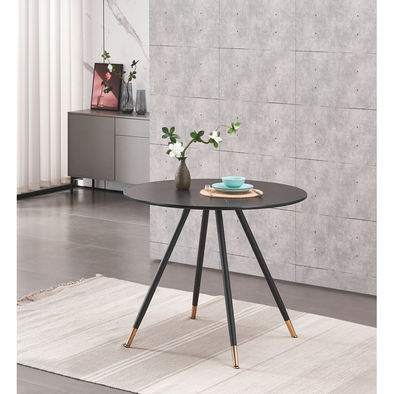 Gustine Round Dining Table, Black