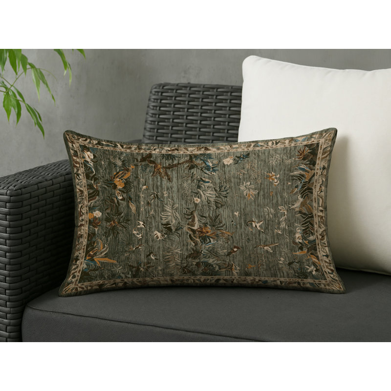 Coussin décoratif intérieur et extérieur Modern, Brun floral 3, Rectangle H 25 po x l 18 po