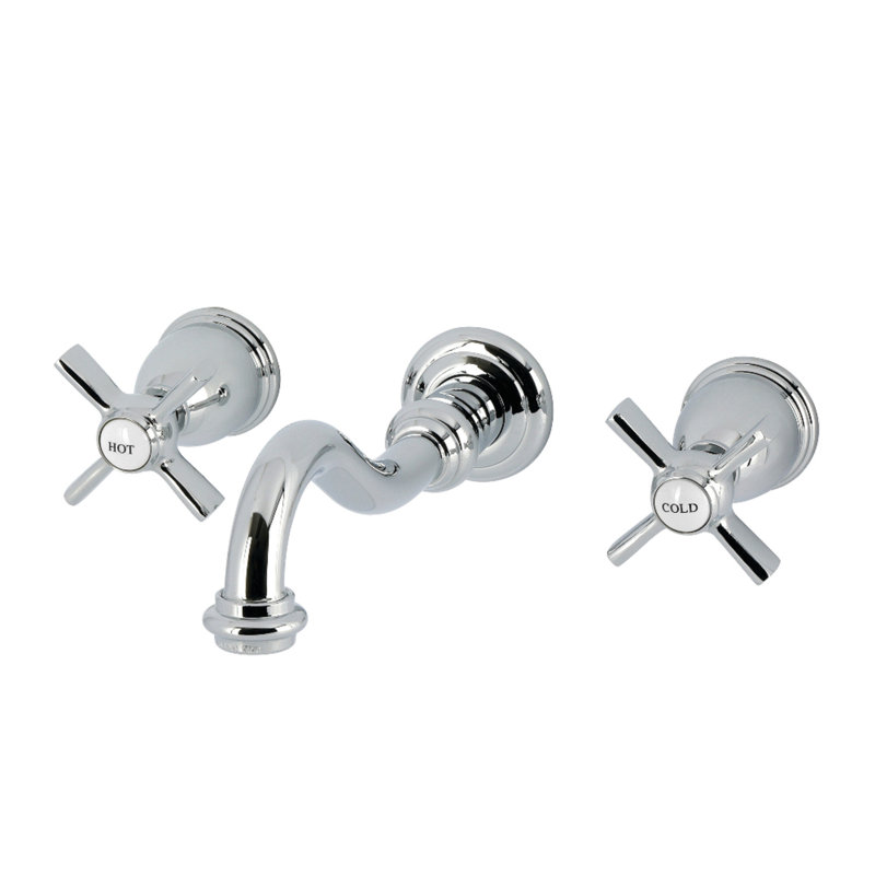 Kingston Brass Millennium Double-Handle 3-Hole Wall Mount Bathroom Faucet, Polished Chrome