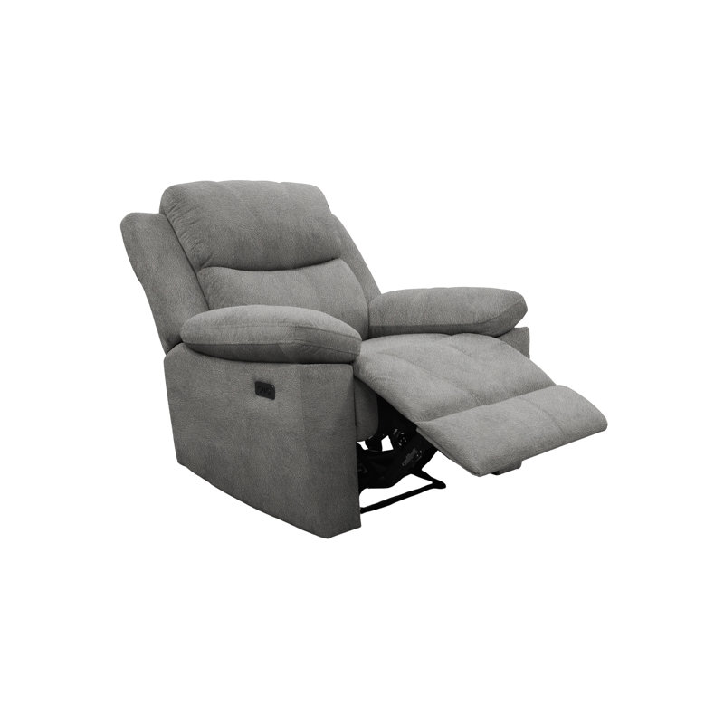 Fauteuil inclinable électrique avec tissu chenille, support de chaise longue et rembourrage moelleux, gris, L 37 po