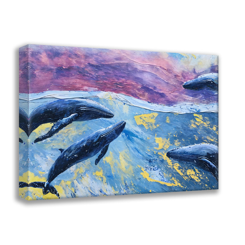 Whales-2, estampe numérique sur toile tendue avec châssis, H 26 po x l 32 po