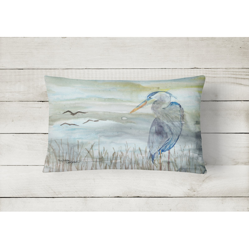  Heron Watercolor Decorative Indoor/Outdoor Lumbar Pillow