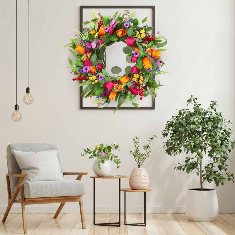 Couronne de tulipes artificielles 22 pouces