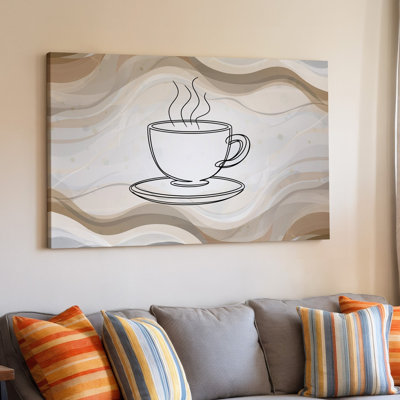 Canvas Create A Minimalist Digital Artwork Featuring A Soothing Abstract Background Wall Art Composed Of Flowing Waves In Warm Beige Canvas Wall Art